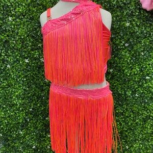 Kids Pink Fringe Dance Costume - Brand